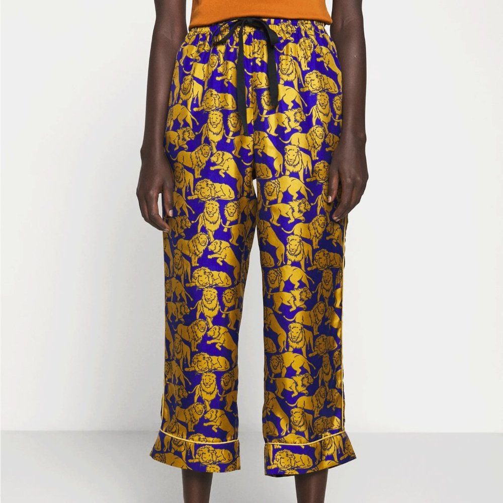 J. Crew Women’s Collection Silk sleepy lions pants